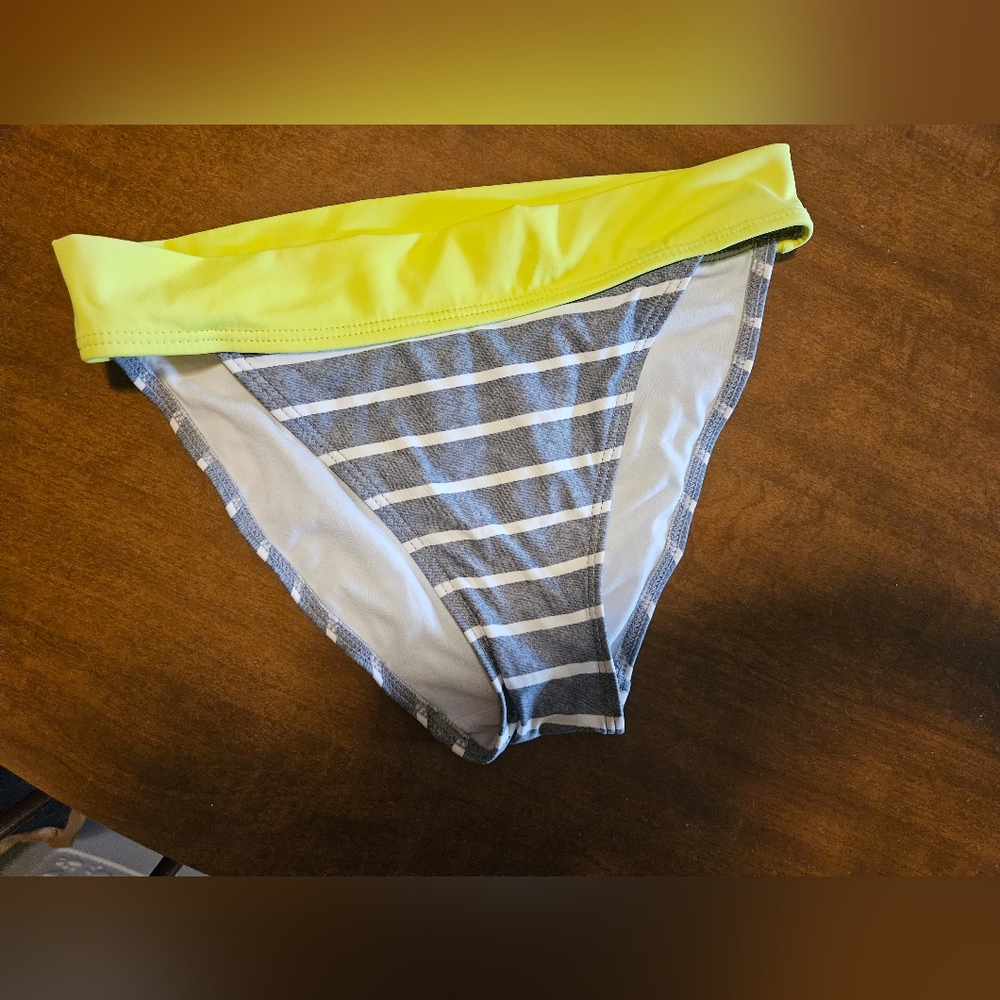 Gossip Swim Bottoms Small Grey Striped With Yellow band